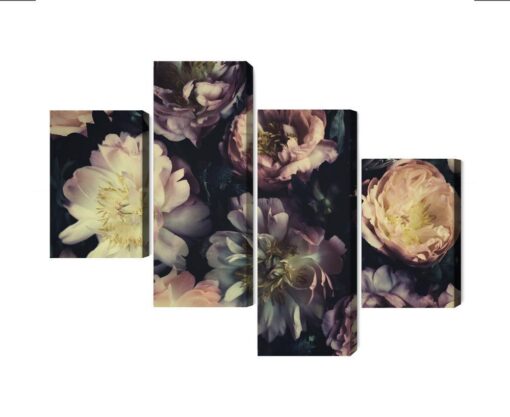 Mehrteiliges Bild Ein Bunter Blumenstrauß Im Vintage-Stil