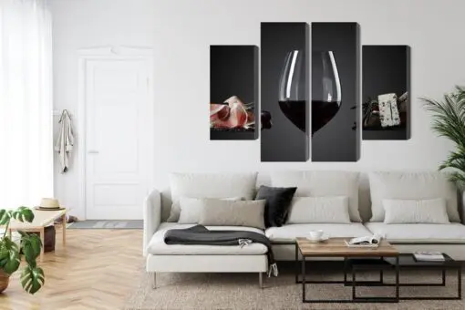 Mehrteiliges Bild Ein Glas Rotwein