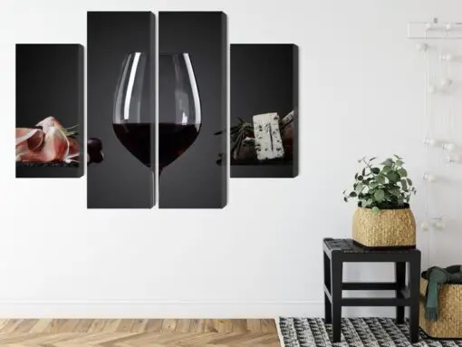 Mehrteiliges Bild Ein Glas Rotwein