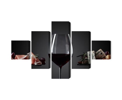 Mehrteiliges Bild Ein Glas Rotwein