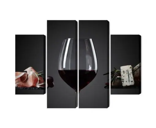 Mehrteiliges Bild Ein Glas Rotwein