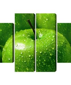 Mehrteiliges Bild Grüne Äpfel Im Makromaßstab