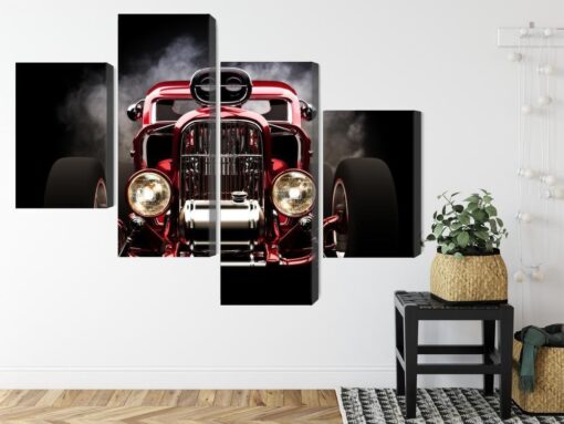 Mehrteiliges Bild Hot Rod Car Auf Rauchhintergrund