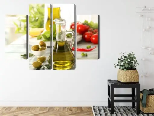 Mehrteiliges Bild Krug Mit Frischem Öl