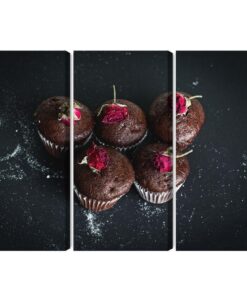 Mehrteiliges Bild Schokoladenmuffins Mit Rosen