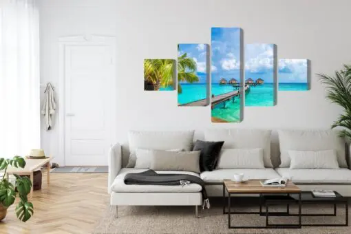 Mehrteiliges Bild Schwimmende Häuser Auf Den Malediven