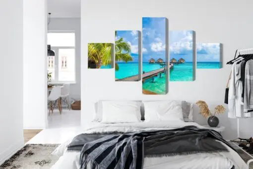 Mehrteiliges Bild Schwimmende Häuser Auf Den Malediven
