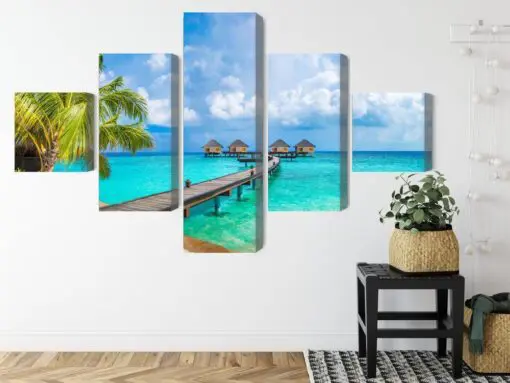 Mehrteiliges Bild Schwimmende Häuser Auf Den Malediven
