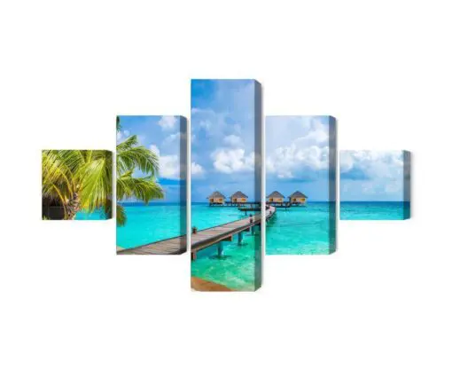 Mehrteiliges Bild Schwimmende Häuser Auf Den Malediven