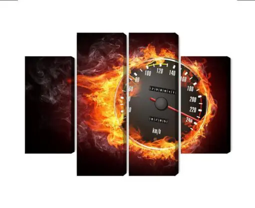 Mehrteiliges Bild Tacho In Flammen