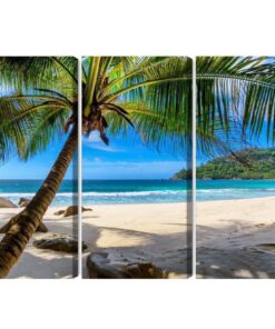 Mehrteiliges Bild Tropischer Strand Mit 3D-Palme
