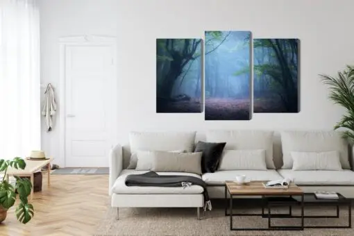 Mehrteiliges Bild Trübe 3D-Waldlandschaft