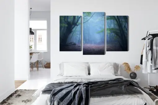 Mehrteiliges Bild Trübe 3D-Waldlandschaft