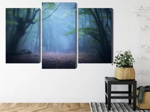 Mehrteiliges Bild Trübe 3D-Waldlandschaft
