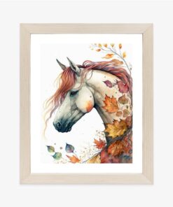 Poster Aquarell Mit Einem Pferd Im Herbstlaub