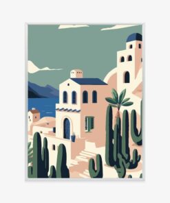 Poster Architektur Und Vegetation Auf Der Insel Santorini