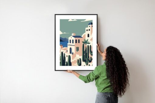 Poster Architektur Und Vegetation Auf Der Insel Santorini