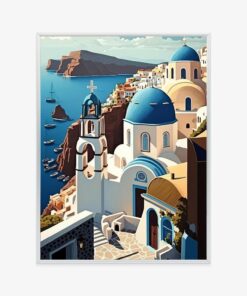 Poster Architektur Von Santorini Mit Blick Auf Das Ägäische Meer