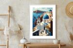 Poster Architektur Von Santorini Mit Blick Auf Das Ägäische Meer