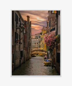 Poster Brücke Über Den Kanal Bei Sonnenuntergang In Venedig