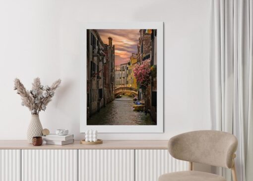 Poster Brücke Über Den Kanal Bei Sonnenuntergang In Venedig
