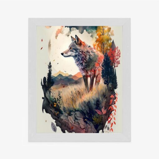 Poster Bunter Wolf In Einer Natürlichen Landschaft