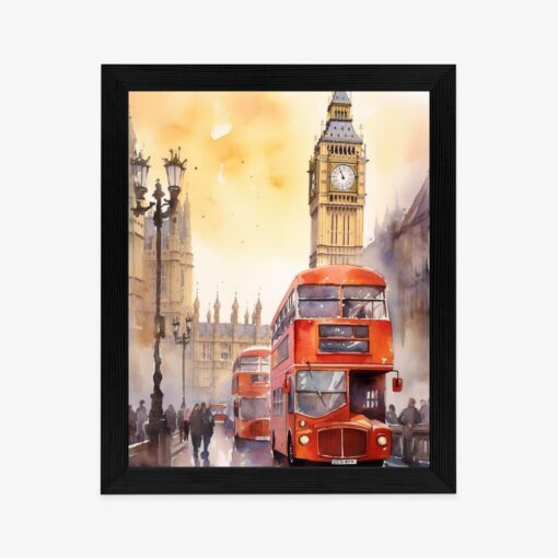 Poster Bus Und Big Ben In Aquarell London