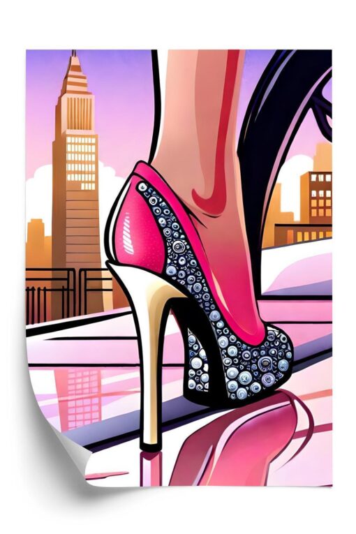 Poster Diamant-High-Heels Auf Den Straßen Von New York