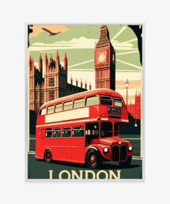 Poster Ein Roter Bus Vor Dem Hintergrund Des Londoner Big Ben