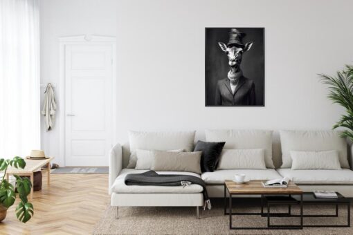 Poster Elegante Giraffe In Kleidung Und Hut