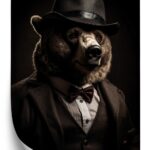 Poster Porträt Eines Bären In Anzug Und Hut