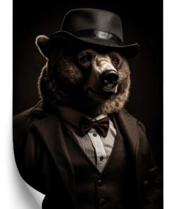 Poster Porträt Eines Bären In Anzug Und Hut