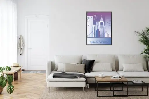 Poster Reise Nach New York Rahmen Aluminium Farbe Schwarz