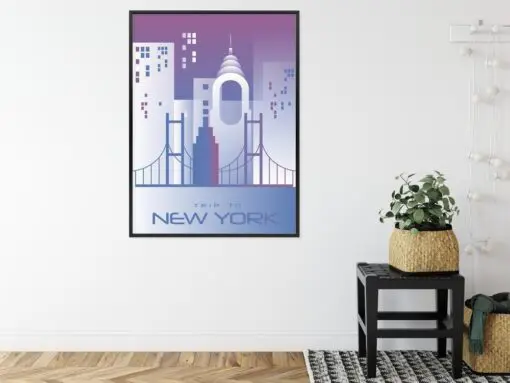 Poster Reise Nach New York Rahmen Aluminium Farbe Schwarz