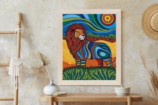 Poster Surrealistische Löwengrafiken