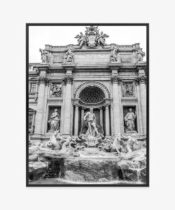 Poster Trevi-Brunnen In Rom Mit Statuen In Schwarz Und Weiß