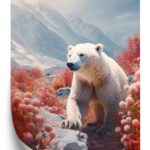 Poster Weißer Bär Zwischen Blumen