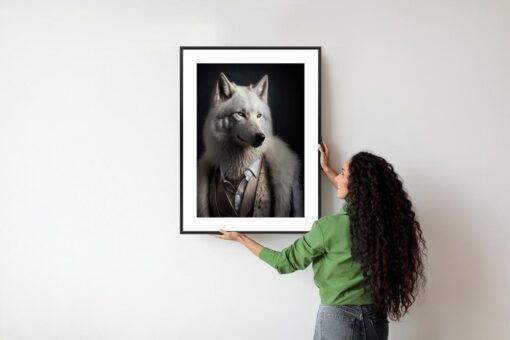 Poster Weißer Wolf In Winterkleidung