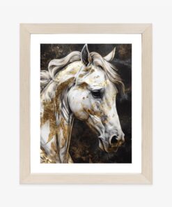Poster Weißes Pferd Mit Gold