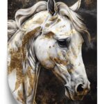 Poster Weißes Pferd Mit Gold